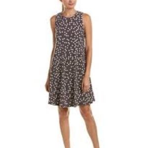 NWT Anne Klein Gray Cream Dot Swing Dress M